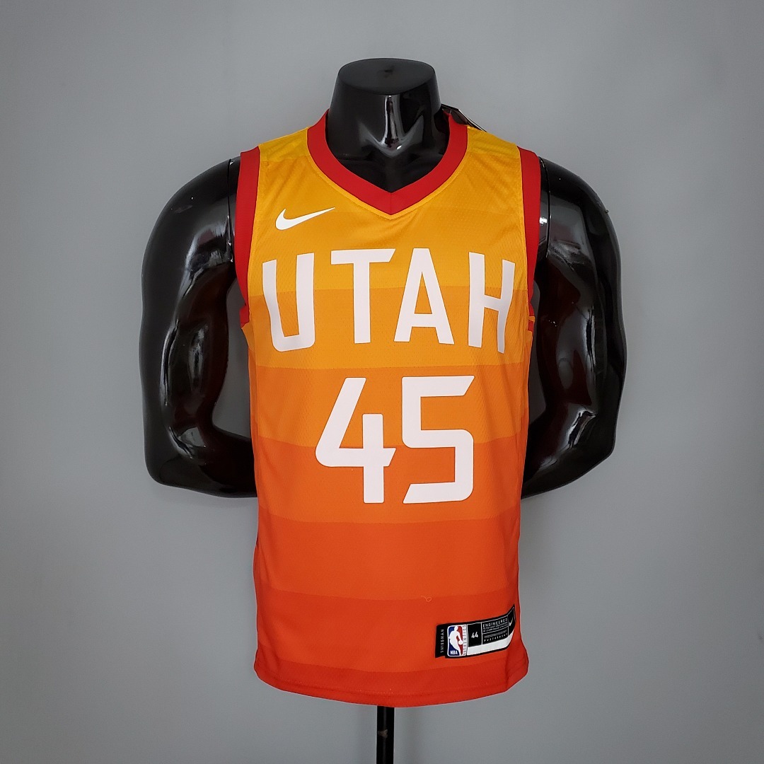 2019 MITCHELL#45 Season Jazz Rainbow Gradient Orange NBA Jersey S-XXL