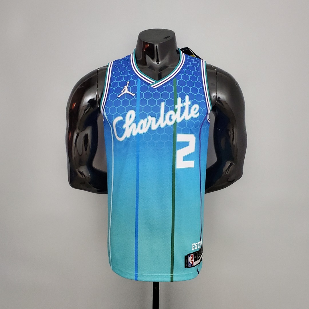2022 BALL#2 Hornets City Edition Blue NBA Jersey S-XXL