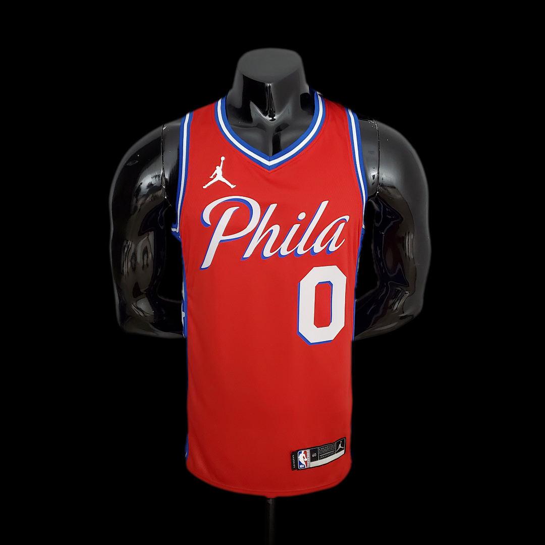 2021 MAXEY#0 76ers Jordan Themed Red NBA Jersey S-XXL