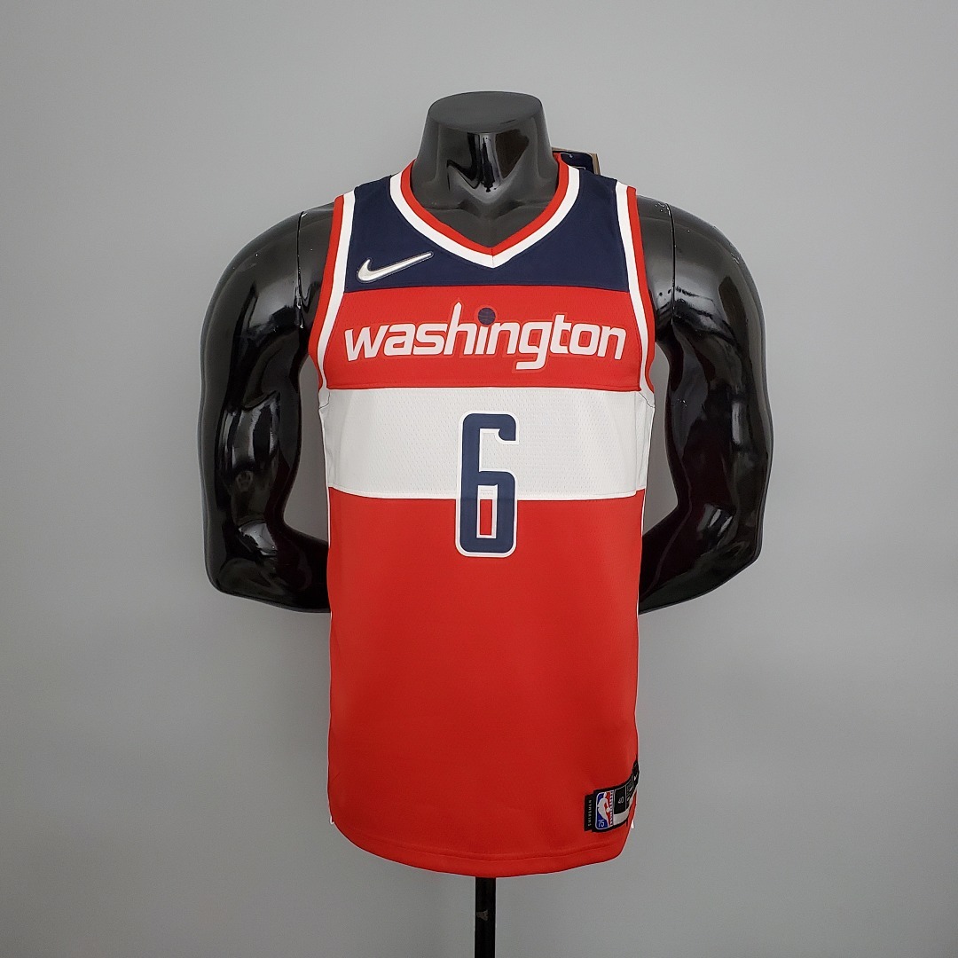 75th Anniversary Harrell #6 Wizards Red, White and Blue NBA Jersey S-XXL