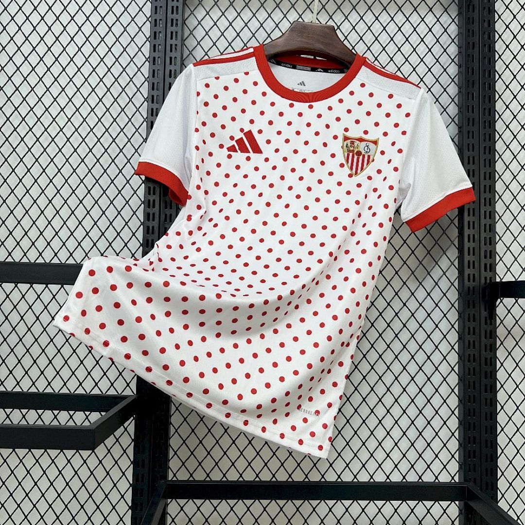 Mens Sevilla FC 2025/26 White Prematch T-shirt Jersey