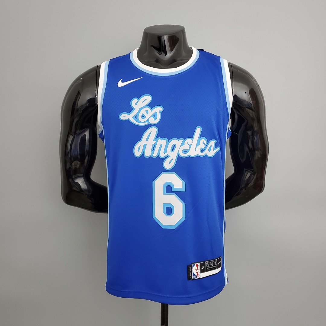 Lakers James#6 Latin Night (High Head) Blue NBA Jersey S-XXL