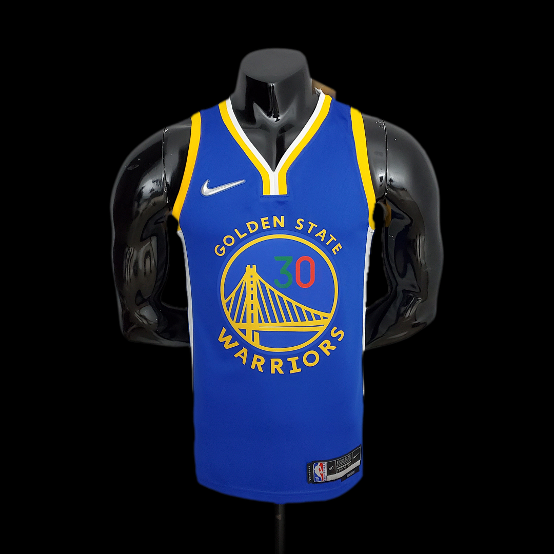 75th Anniversary Golden State Warriors Curry #30 Mexico Edition Blue NBA Jersey S-XXL