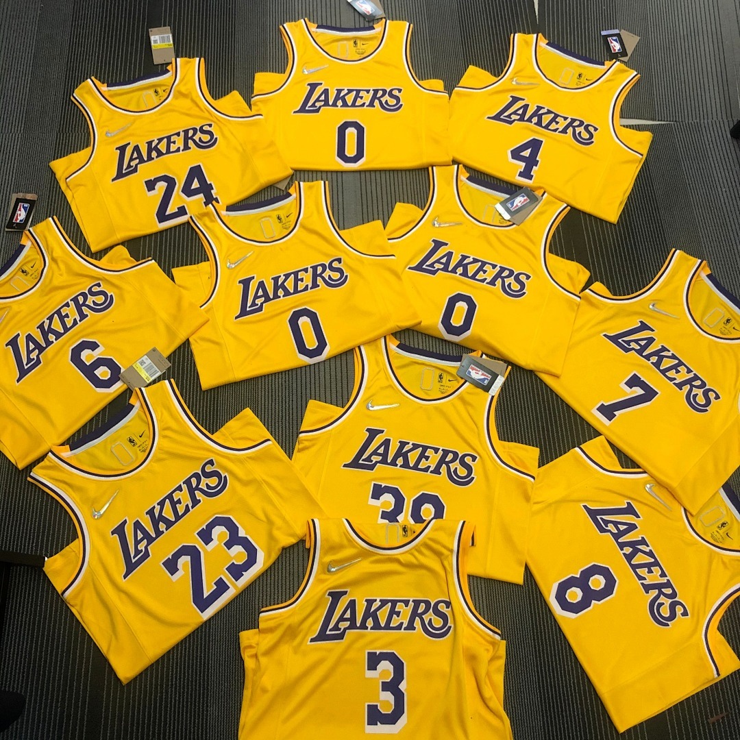 75th Anniversary Lakers Yellow NBA Jersey S-XXL