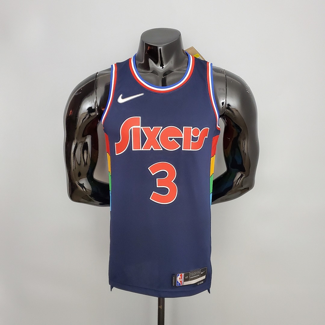 2022 Iverson#3 76ers Royal Blue NBA Jersey S-XXL