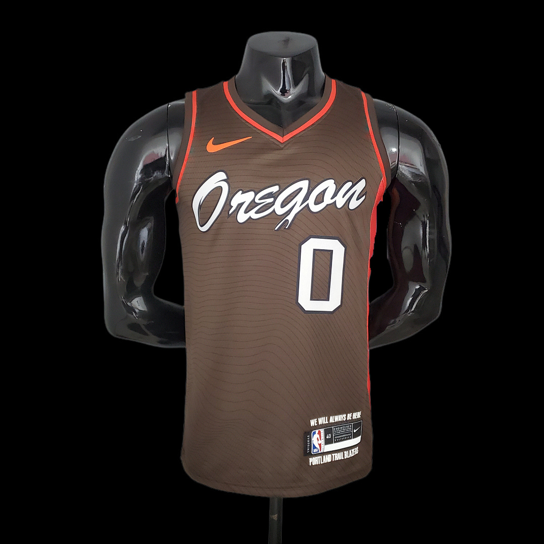 2021 LILLARD#0 Trail Blazers City Edition Brown NBA Jersey S-XXL