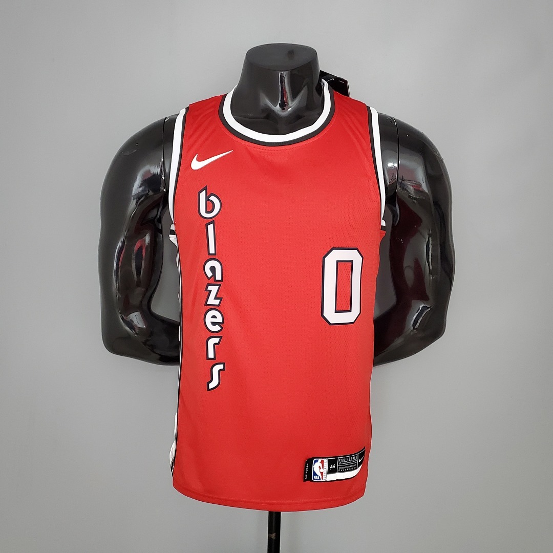 LILLARO#0 Trail Blazers Retro Red NBA Jersey S-XXL