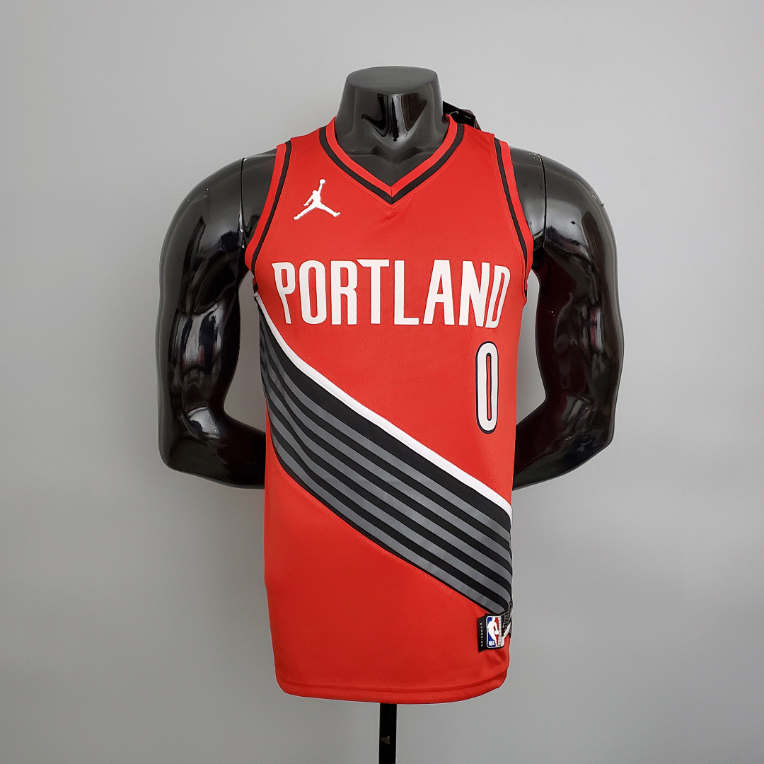 Trailblazer Lillard #0 (JORDAN models) red NBA jersey S-XXL