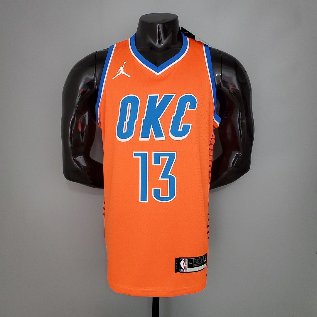 GEORGE#13 Thunder Jordan Orange NBA Jersey S-XXL